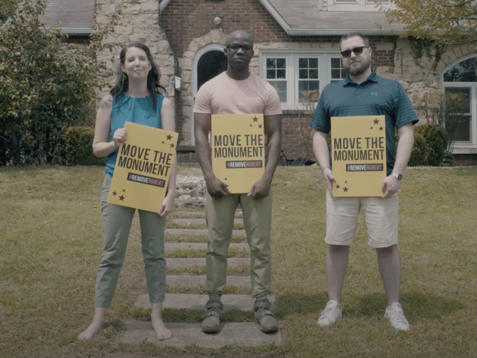 Neal advocating for the removal of a Confederate monument in Murray, Kentucky during the 2020 protests. (Photo courtesy of Rural-Urban Exchange)